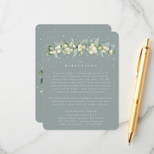 Seafoam Snowberry+Eucalyptus Garland Directions Enclosure Card (Front/Back In Situ)