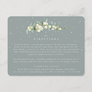 Seafoam Snowberry+Eucalyptus Wedding Directions Enclosure Card