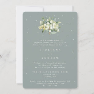 Seafoam Snowberry+Eucalyptus Wedding Rehearsal Invitation