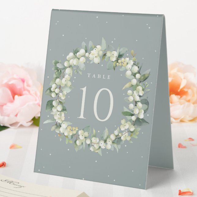 Seafoam Snowberry+Eucalyptus Wedding Table Number (In SItu (Wedding))