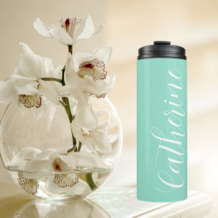Seafoam Stylised Name Wedding Bridesmaid Thermal Tumbler