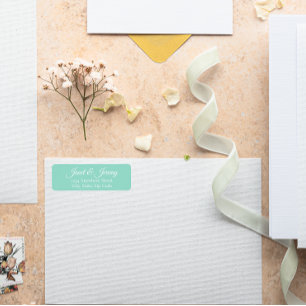 Seafoam Stylised Names Wedding Return Address Label