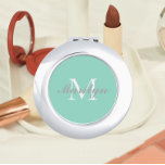 Seafoam Stylised Wedding Bridesmaid Monogram Compact Mirror<br><div class="desc">A personalised compact mirror for your wedding bridesmaid or maid of honour that has her initial and name stylised on a trendy,  seafoam colour background. Edit to replace initial and name. Select your compact mirror style.</div>