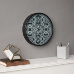 Seafoam Teal Green Grey Hip Bohemian Bali Art Clock<br><div class="desc">Beautiful contemporary light sea foam green and grey coloured batik mosaic pattern. Decorative motif available on a variety of stylish products and matching home décor accents and accessories. An original design for the interior decorator or those who love decorating their master or children's bedroom, nursery, living or family room, woman...</div>