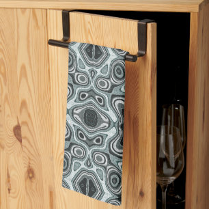 Seafoam Teal Green Grey Hip Bohemian Bali Art Tea Towel