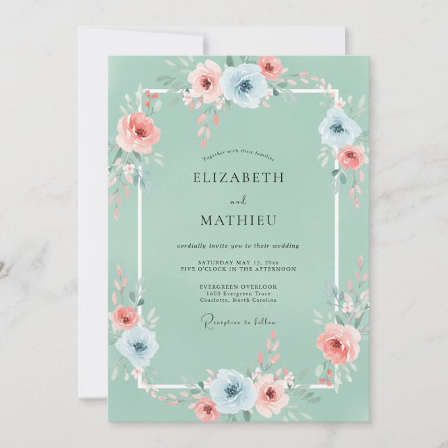 Seafoam Tranquil Nature Wedding Invitation (Front)