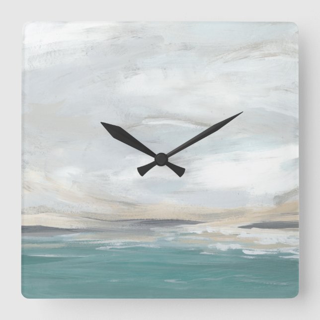 Seafoam Vista Square Wall Clock (Front)