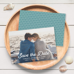 Seafoam Waves Full Photo Save the Date Card