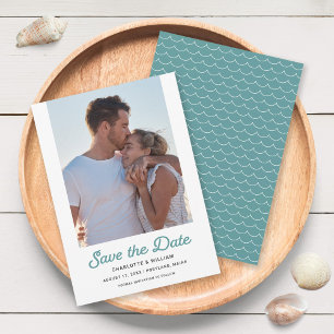 Seafoam Waves Photo Save the Date Card