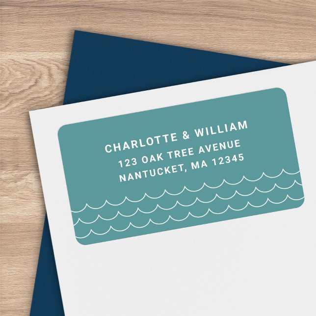 Seafoam Waves Return Address Label (Creator Uploaded)
