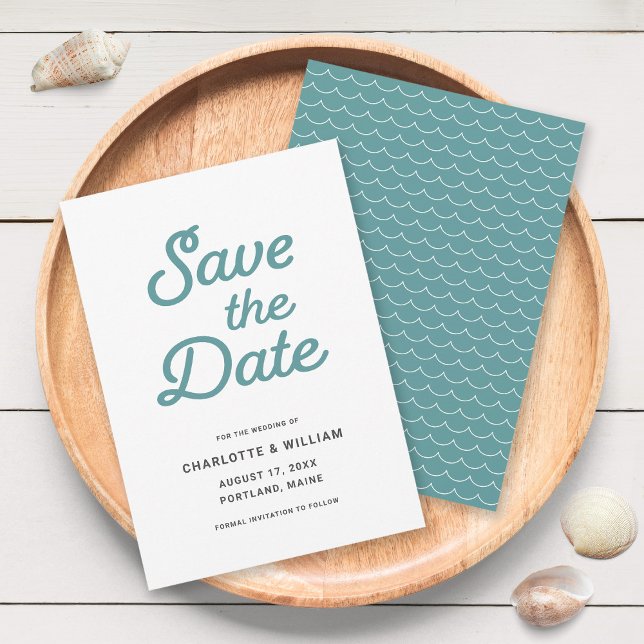 Seafoam Waves Save the Date Card (Creator Uploaded)