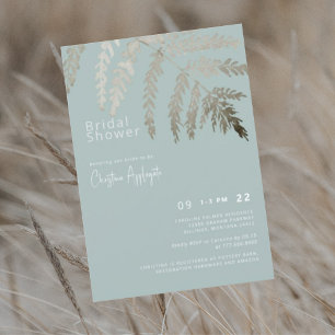 Seafoam White Text Bridal Shower Invitation