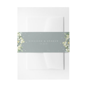 SeafoamGreen Snowberry+Eucalyptus Wedding Portrait Invitation Belly Band