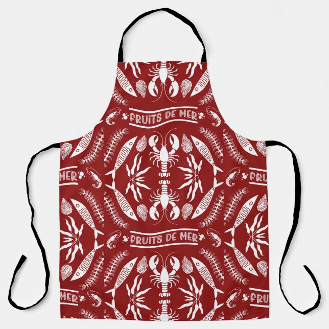 Seafood Art Decor Prints Apron (Front)