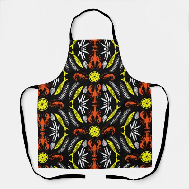 Seafood Art Decor Prints Apron (Front)