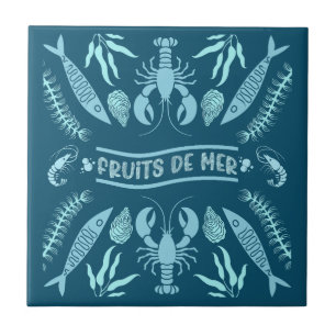 Seafood Art Decor Prints Ceramic Tile