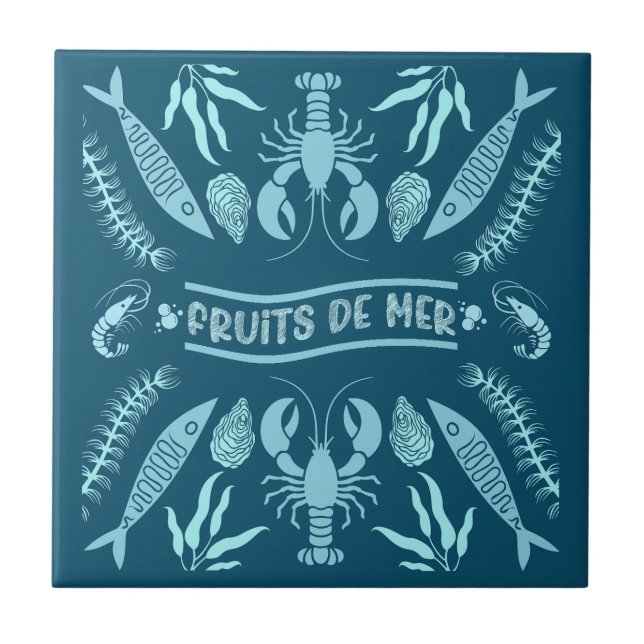 Seafood Art Decor Prints Ceramic Tile (Front)