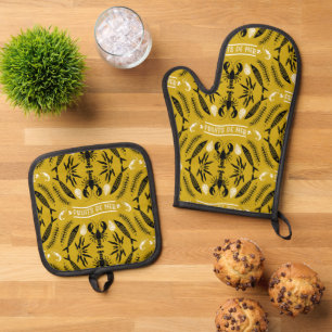 Seafood Art Decor Prints Oven Mitt & Pot Holder Set
