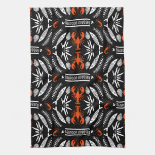 Seafood Art Decor Prints Tea Towel