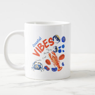 Seafood Beach Fisherman Ocean Tropical Quote  Large Coffee Mug