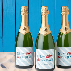 Seafood Boil Bachelorette Party Sparkling Wine Label