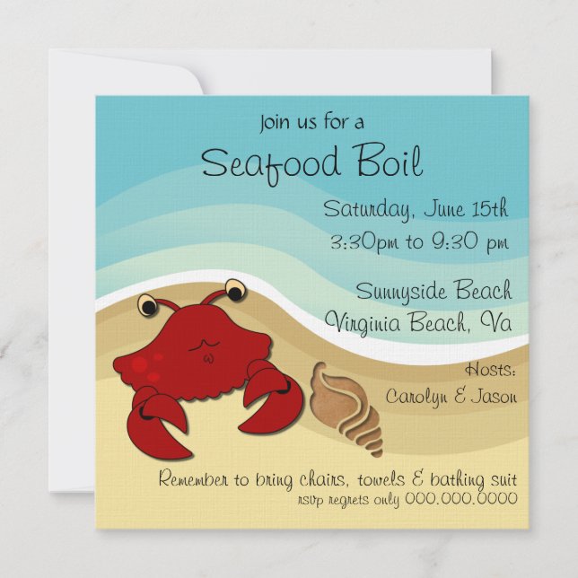 Seafood Boil Beach Party Invitation (Front)