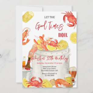 Seafood Boil Crawfish Party Birthday Invitation