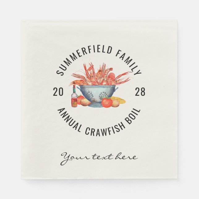 Seafood Boil Custom Matching Family Crawfish Party Napkin (Front)