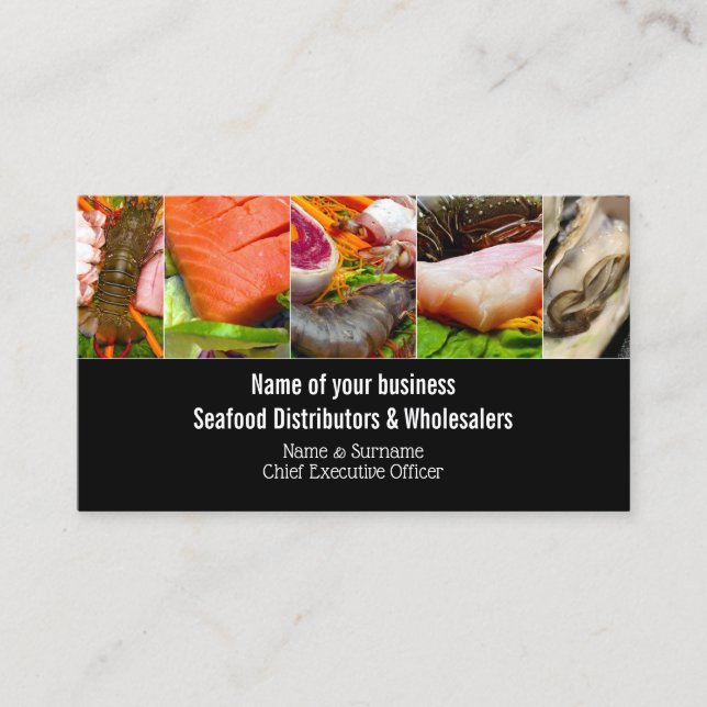 Seafood collage fresh fish business card (Front)