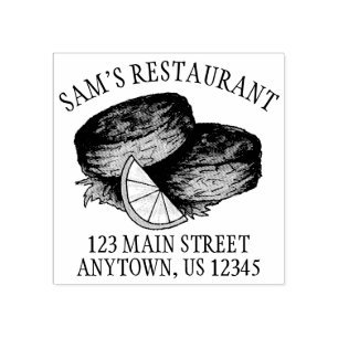Seafood Crab Cakes Crabcakes Restaurant Address Rubber Stamp