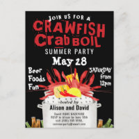 Seafood Crab Crawfish Boil Summer Party Invitation