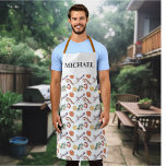 Seafood Crustacean  Crab Chef Monogram Apron<br><div class="desc">This design may be personalised by choosing the Edit Design option. You may also transfer onto other items. Contact me at colorflowcreations@gmail.com or use the chat option at the top of the page if you wish to have this design on another product or need assistance with this design. See more...</div>