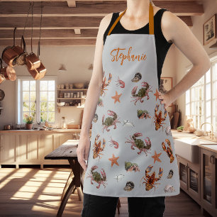 Seafood Crustacean Lobster Crab Pattern Apron