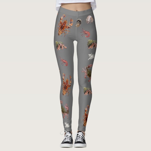 Seafood Crustacean Lobster Crab Pattern  Leggings (Front)