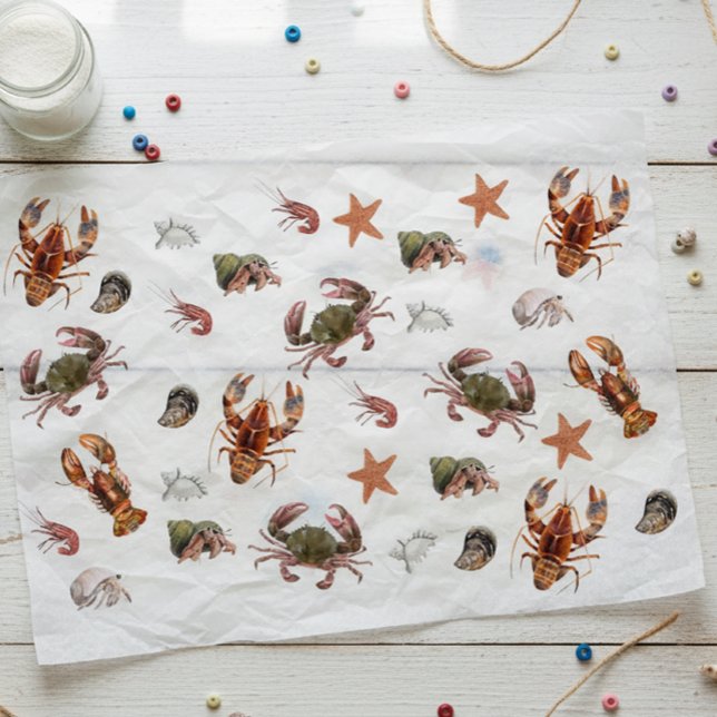 Seafood Crustacean Lobster Crab Pattern   Tissue Paper (Creator Uploaded)