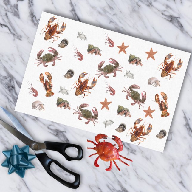 Seafood Crustacean Lobster Crab Pattern   Tissue Paper (Creator Uploaded)