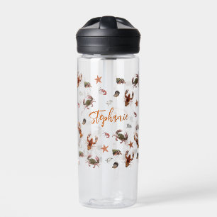 Seafood Crustacean Lobster Crab Pattern  Water Bottle