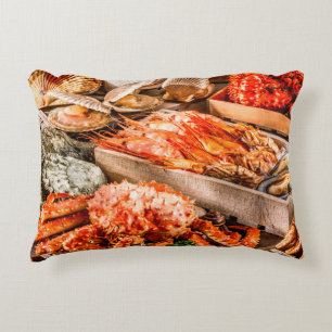 Seafood cuisine plate as an ocean gourmet dinner b decorative cushion