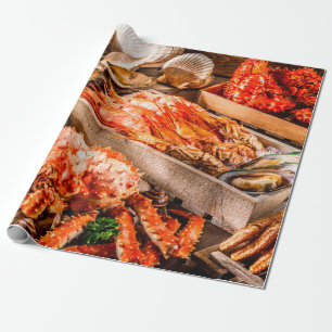 Seafood cuisine plate as an ocean gourmet dinner b wrapping paper
