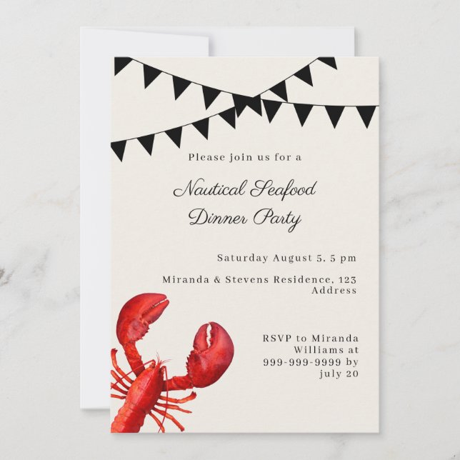 Seafood Dinner Nautical Summer Party Invitation (Front)