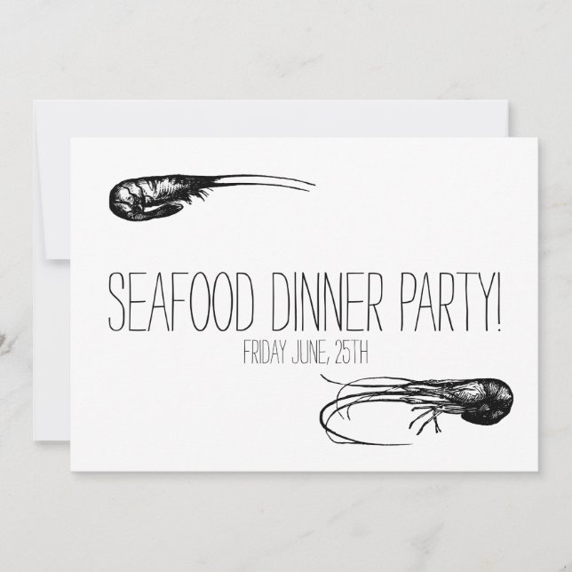 Seafood Dinner Party, Cocktails Delicacy Invitation (Front)