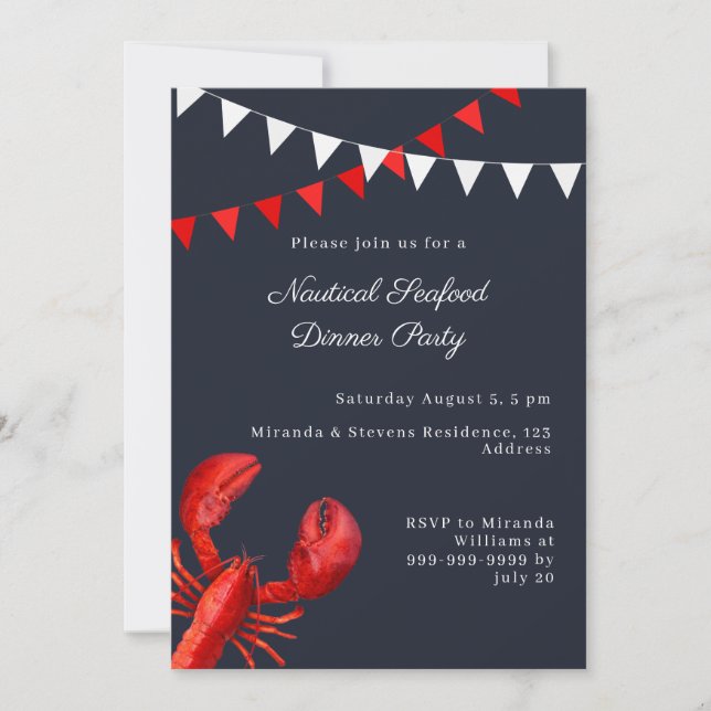 Seafood Dinner Summer Party Nautical Invitation (Front)