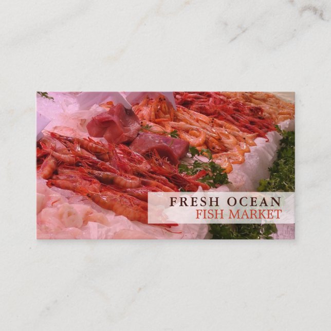 Seafood Display, Fishmonger/Wife, Fish Market Business Card (Front)