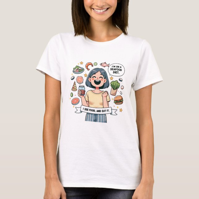  "Seafood Feast – See Food, Eat Food"woman t shirt (Front)