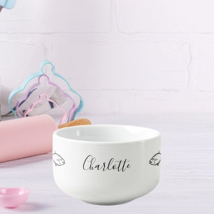 Seafood fish crab shrimps hand drawn name script soup mug