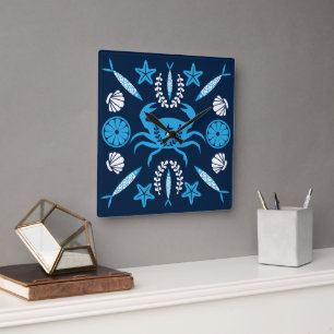 Seafood Foodie Gifts Square Wall Clock