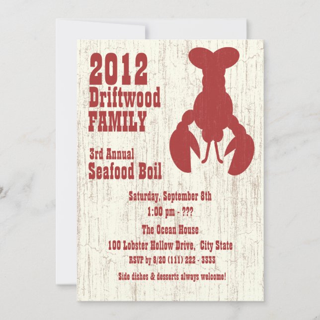 Seafood Lobster Red Invitation (Front)