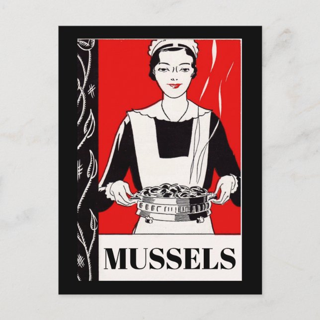 Seafood, Mussels, edit text Postcard (Front)