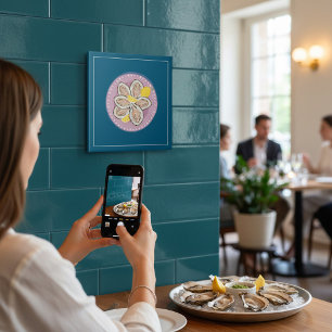 Seafood Oyster Platter Lemon Design Ceramic Tile
