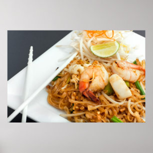 Seafood Pad Thai Fried Rice Noodles Poster
